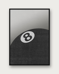 8 Ball poster framed on a wall — retro graphic wall art