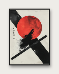 Impact 01 poster framed on a wall — bold geometric wall art