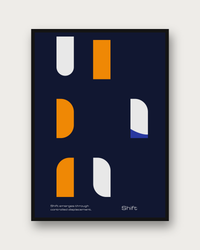 Shift poster framed on a wall — abstract geometric wall art