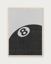 8 Ball poster in natural wood frame