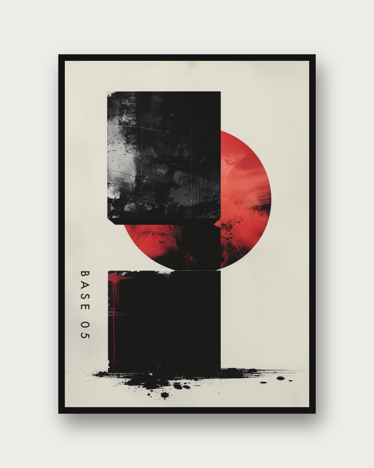 Base 05 poster framed on a wall — bold geometric wall art