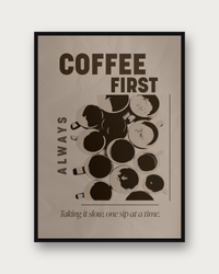 Coffee poster framed on a kitchen wall — minimalist kitchen wall art