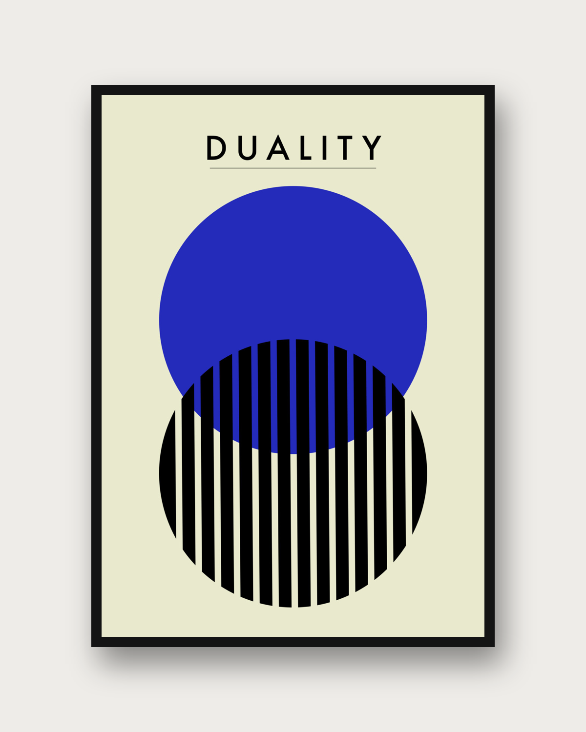 Duality poster framed on a wall — Bauhaus abstract wall art
