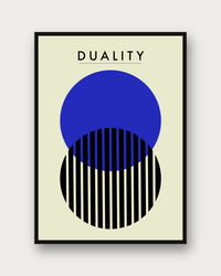 Duality poster framed on a wall — Bauhaus abstract wall art