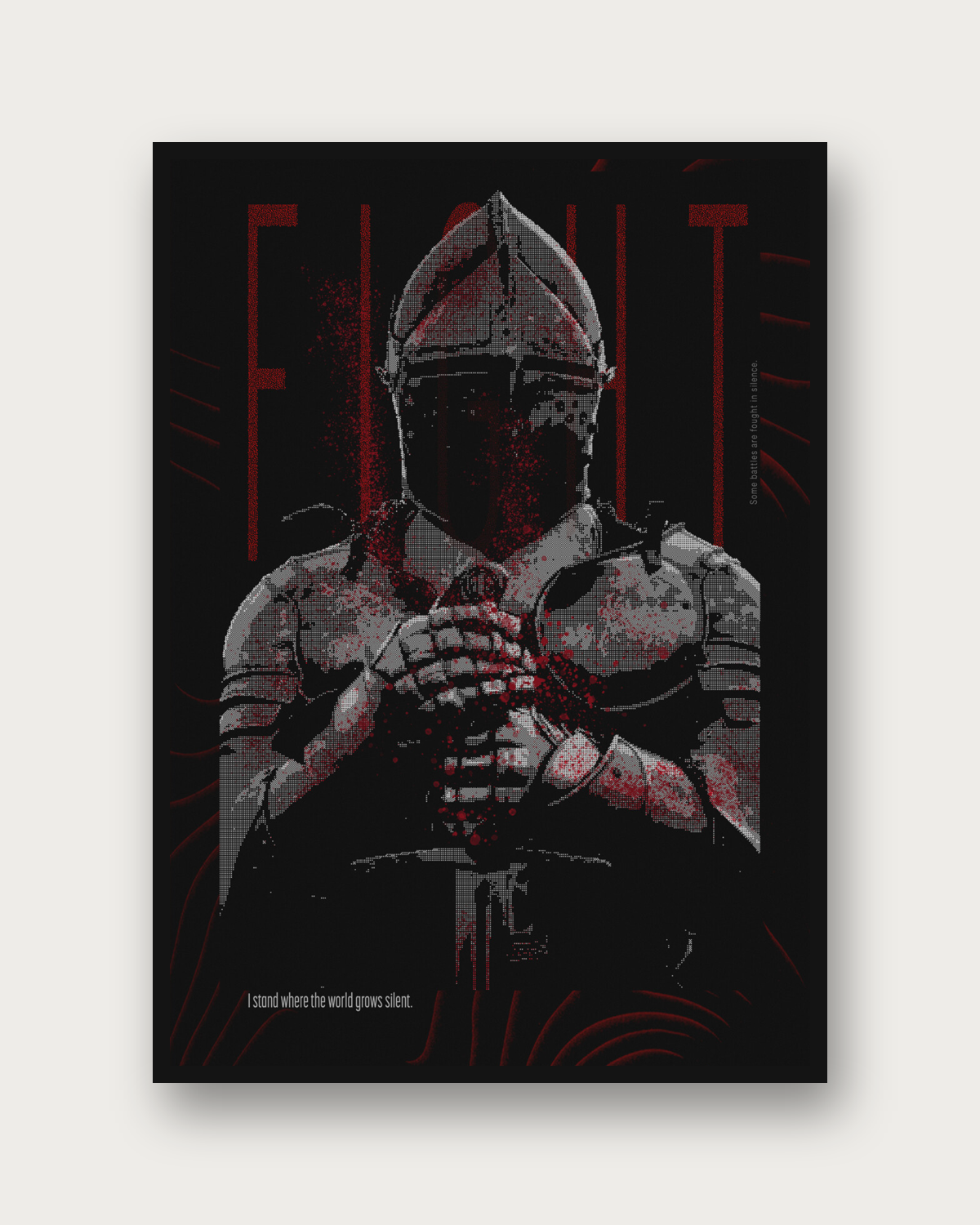 Fight poster framed on a wall — dark statement wall art