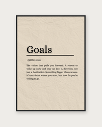 Goals poster in black wood frame