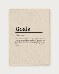 Goals poster in natural wood frame