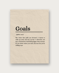 Goals motivational typography poster print — modern wall art