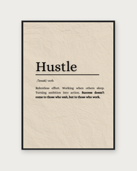 Hustle poster in black wood frame