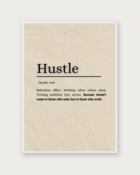 Hustle poster in white wood frame