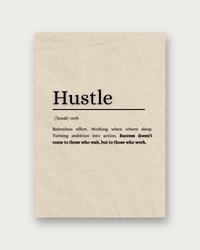 Hustle motivational typography poster print — modern wall art
