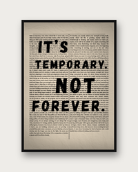It's Temporary Not Forever poster framed on a wall — motivational wall art