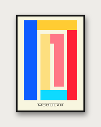 Modular poster framed on a wall — Bauhaus abstract wall art