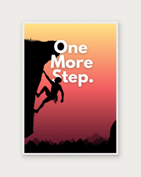 One More Step poster in white wood frame