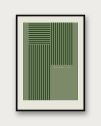 Parallel poster framed on a wall — Bauhaus abstract wall art