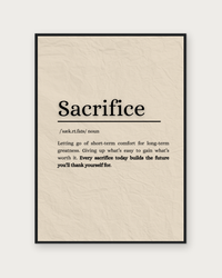 Sacrifice poster in black wood frame