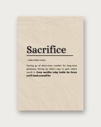 Sacrifice motivational poster print — modern wall art