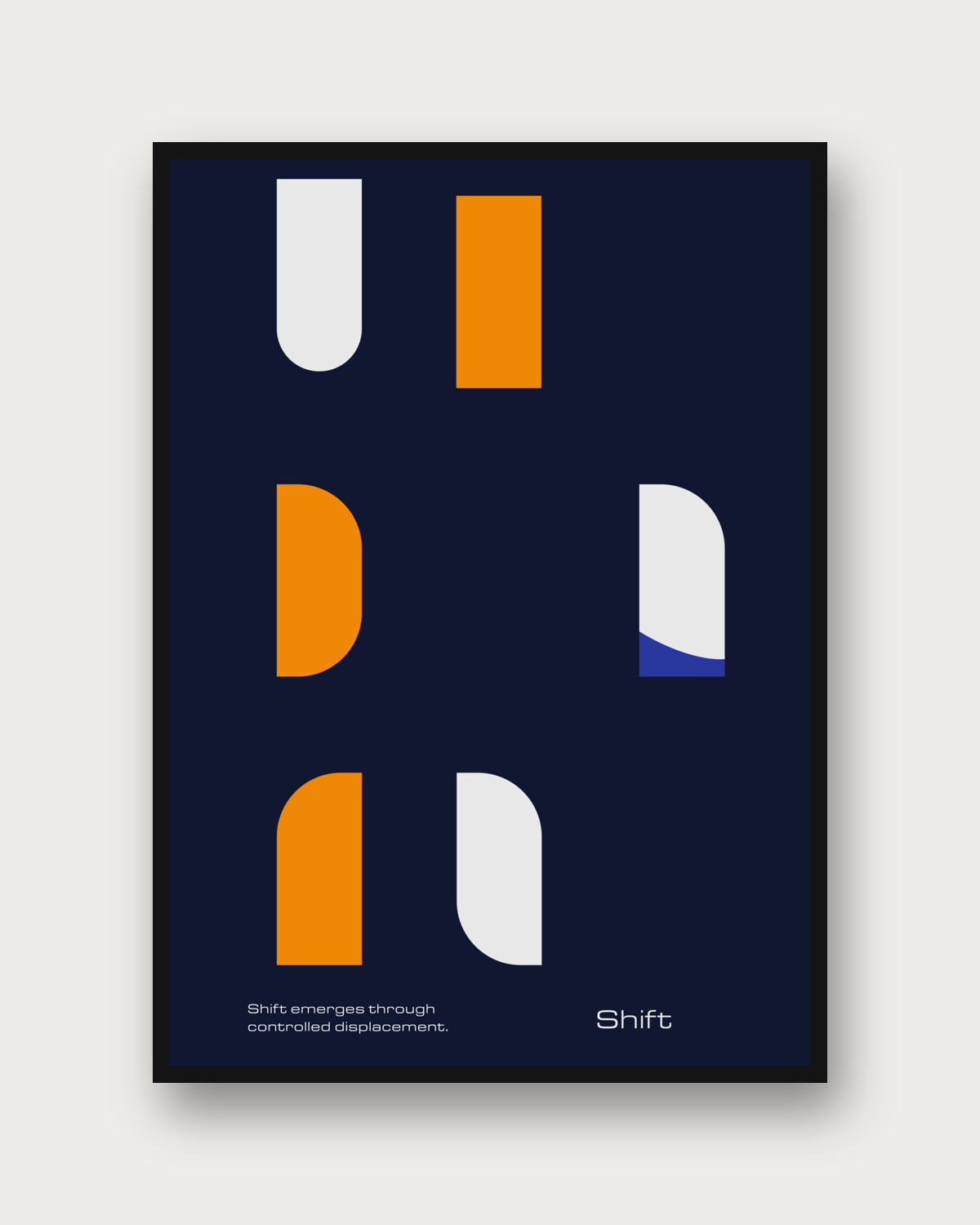 Shift poster framed on a wall — abstract geometric wall art