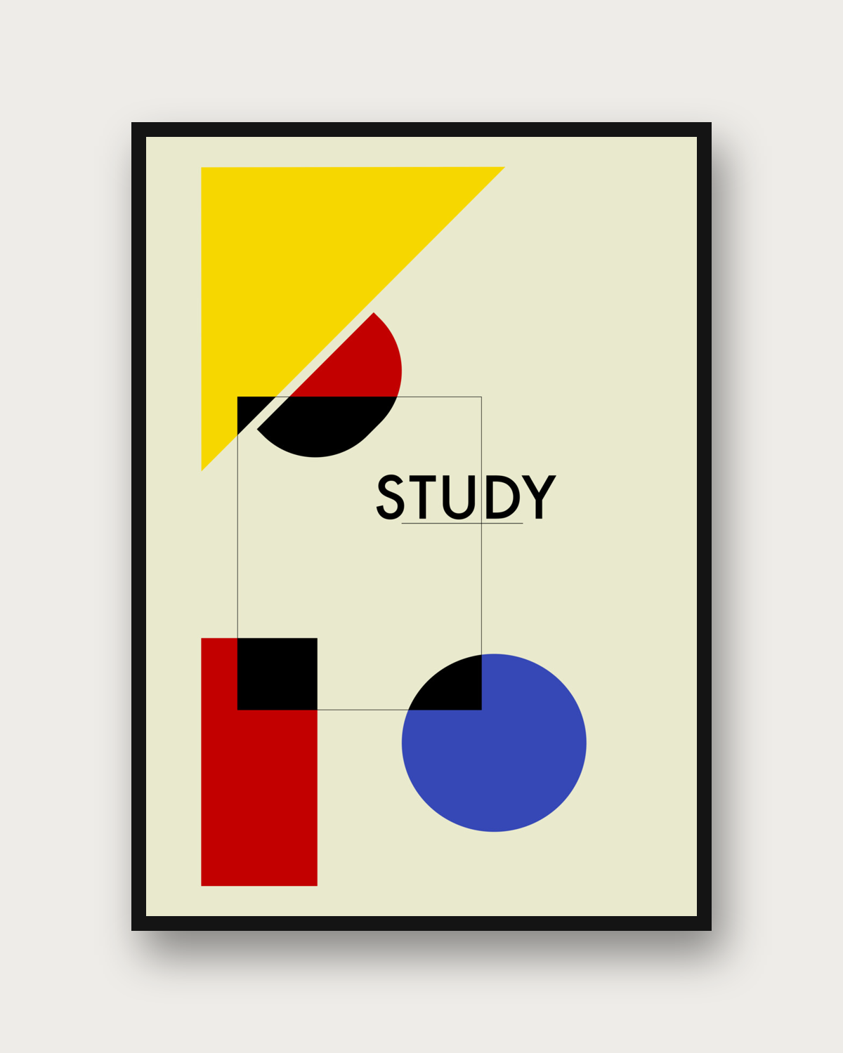 Study poster framed on a wall — Bauhaus abstract wall art