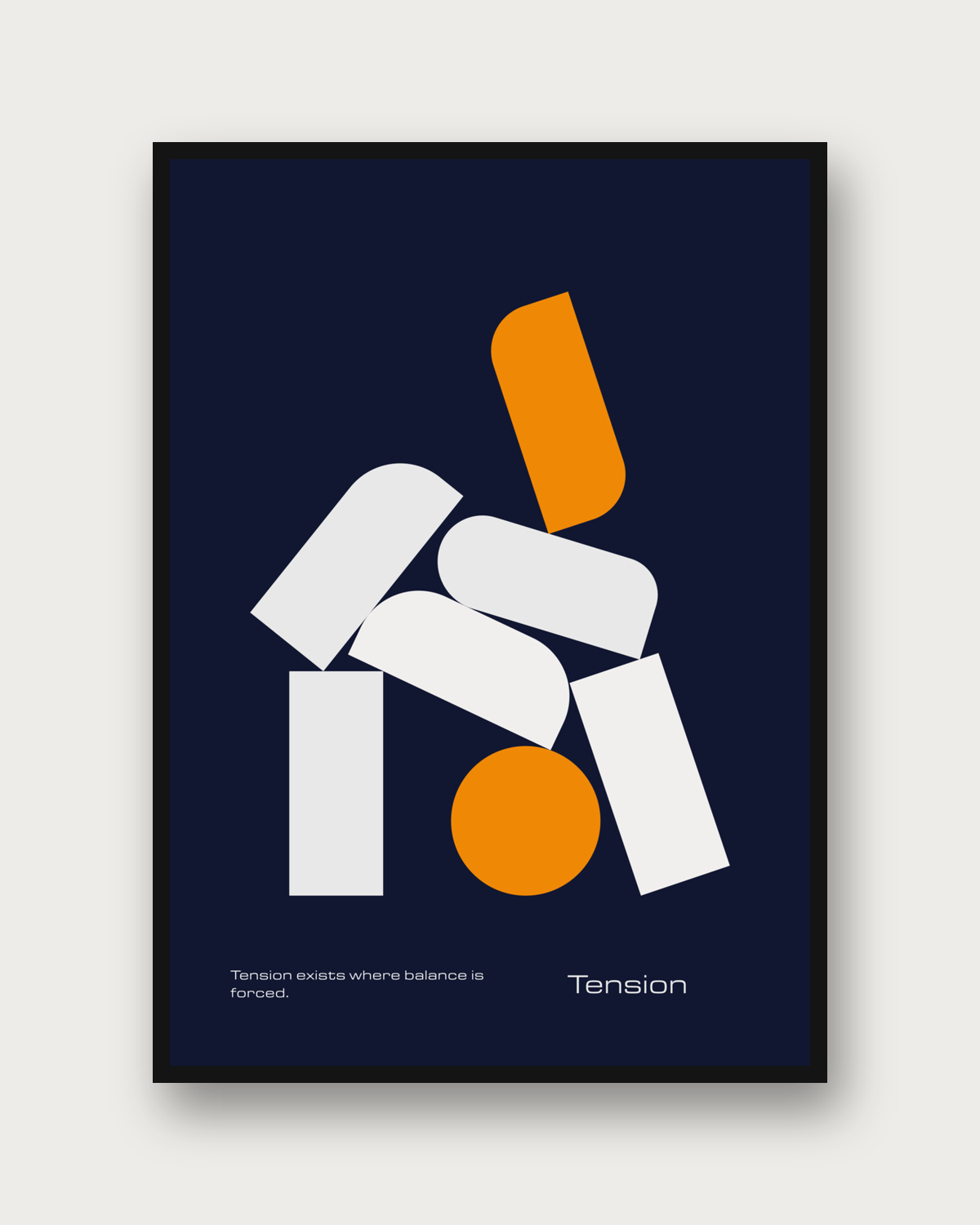 Tension poster framed on a wall — abstract geometric wall art