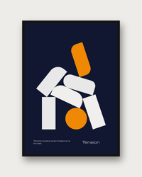 Tension poster framed on a wall — abstract geometric wall art