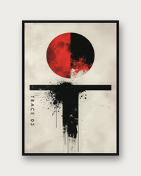 Trace 03 poster framed on a wall — bold geometric wall art